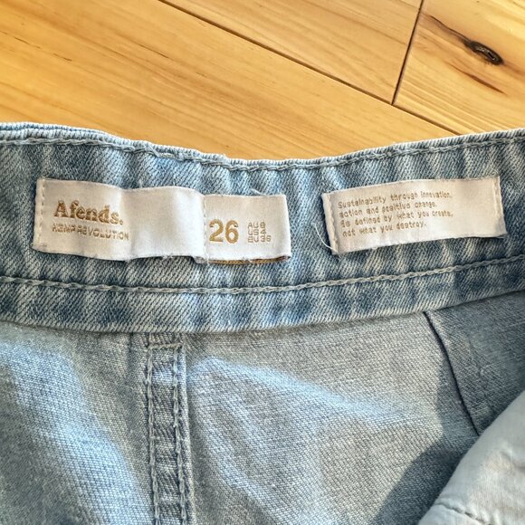 AFENDS Women's Shelby Hemp Organic Cotton Denim Cut Off Shorts - Stone Blue 26 - Picture 5 of 6